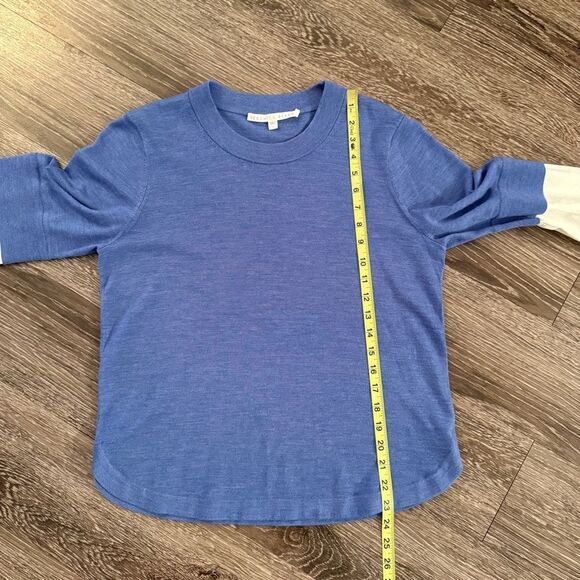 Veronica Beard Roscoe Mixed Media Sweater In Blue - Picture 7 of 9